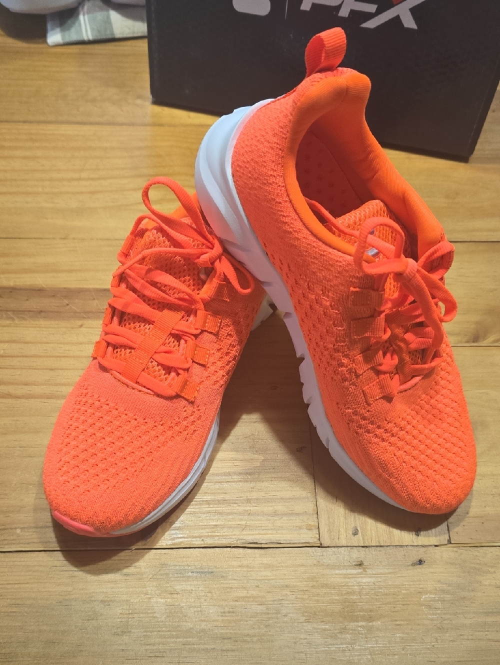 Women's Size 7  Charly Bright Orange Knit Athletic Sneakers